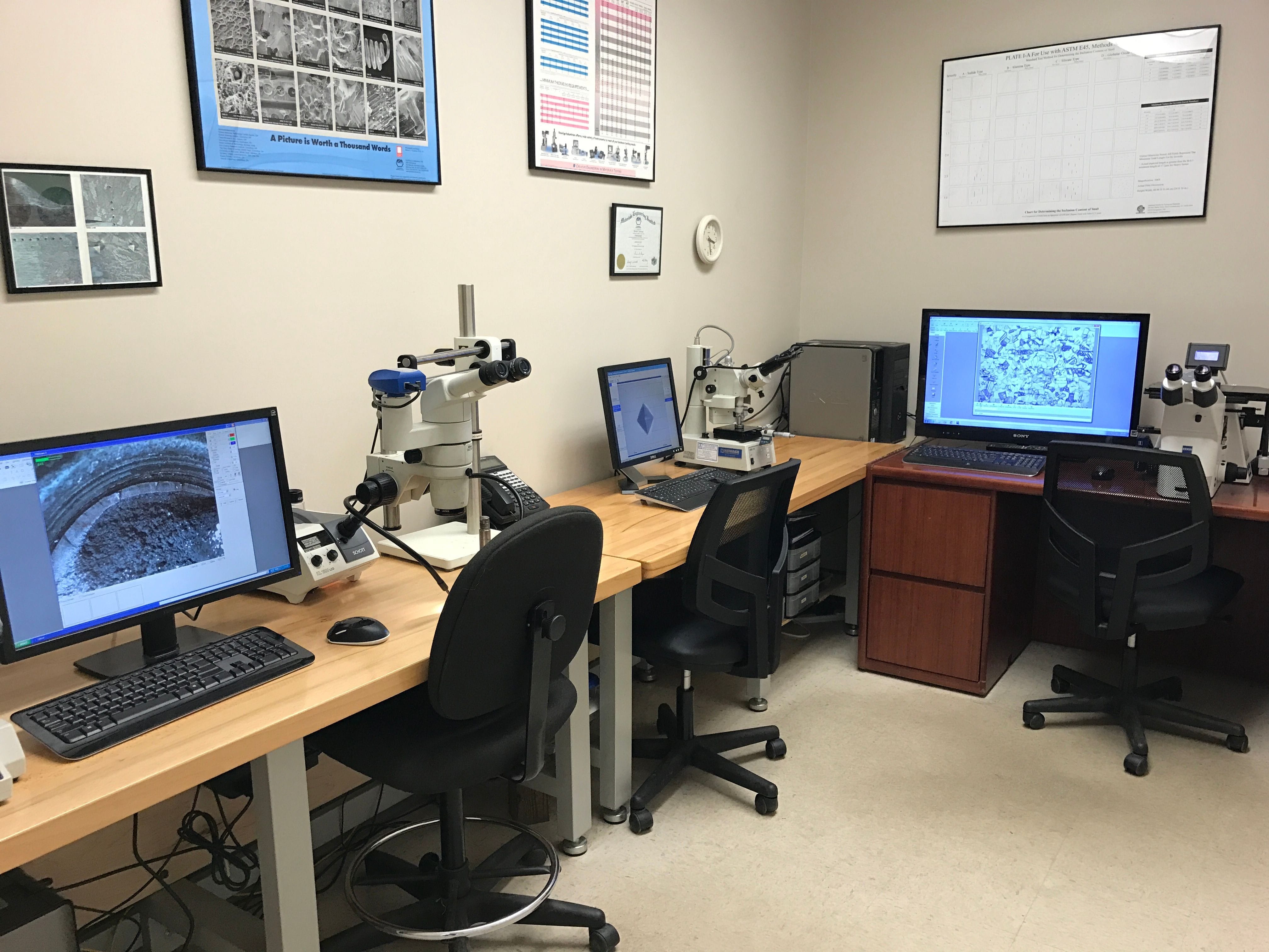 Metallurgical Microscope, Stereo Microscope, and Microhardness Tester